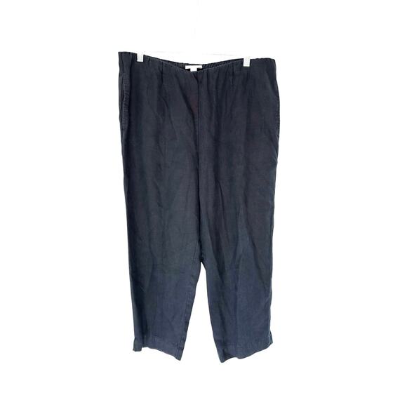 J. Jill Pure Jill Linen Slim Crop Pants Black Lagenlook Pull On Stretch Medium - Picture 1 of 11